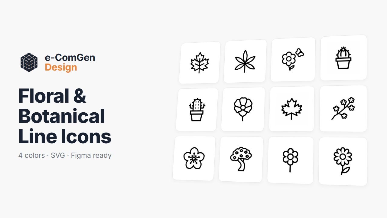 50 Floral SVG Icons Botanical Pack for Design Projects